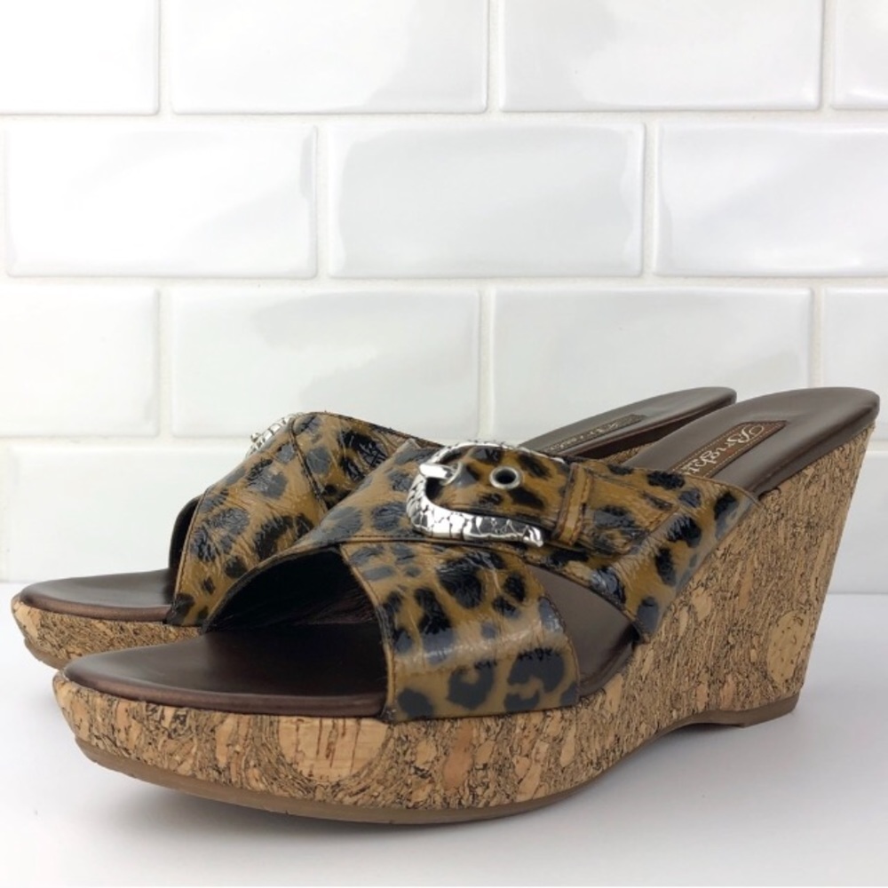 Brighton Leopard Animal Print Wedge Sandals SZ 9 - Picture 3 of 7